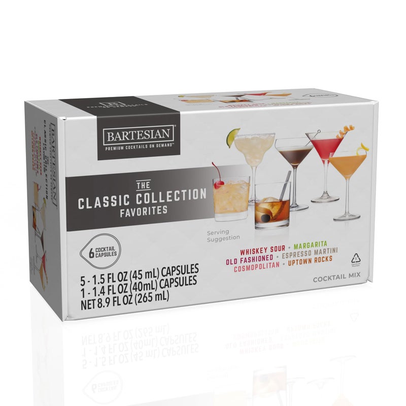 Bartesian The Classic Collection Cocktail Mixer Capsules, Variety Pack of 6 Cocktail Capsules, for Bartesian Premium Cocktail Maker - Image 1